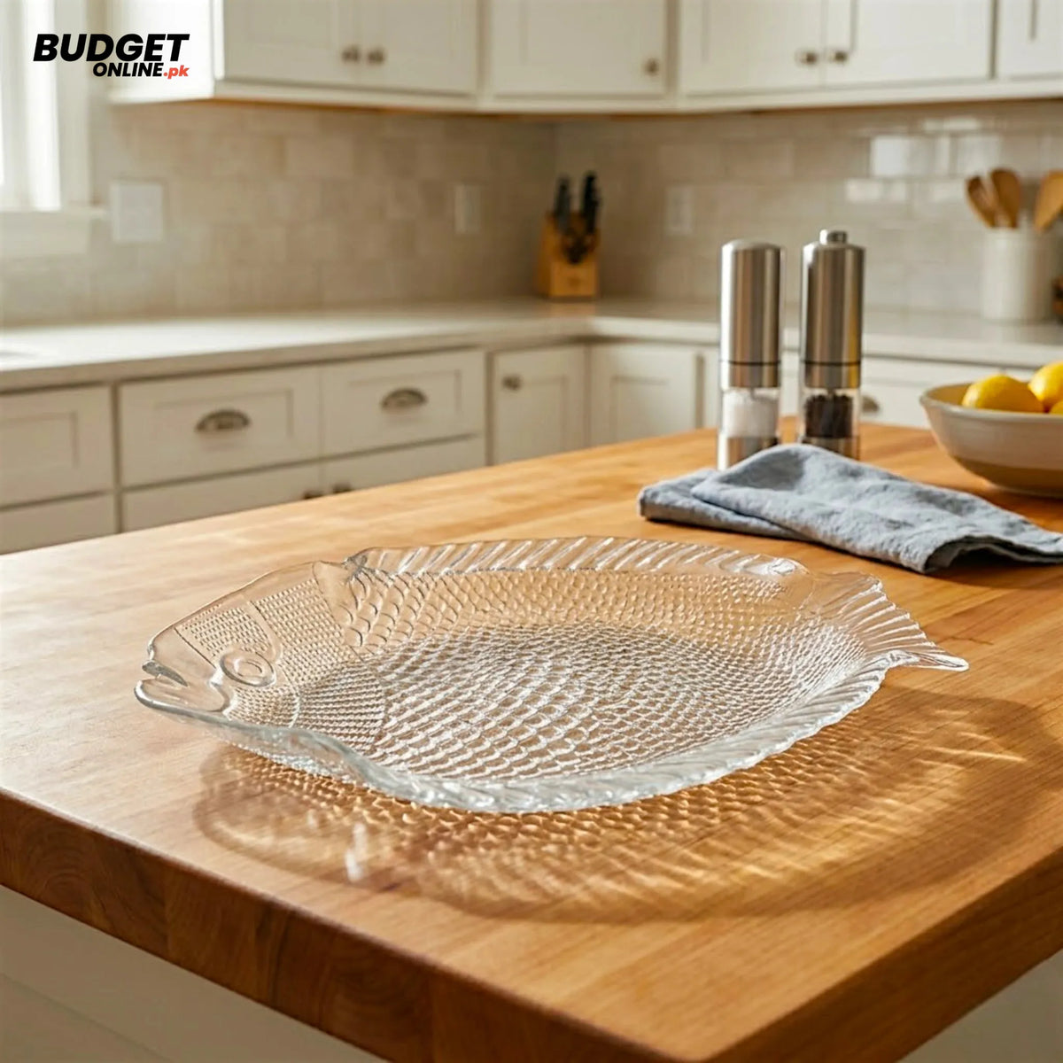 Glass Fish-Shaped Serving Dish, 10 Inch
