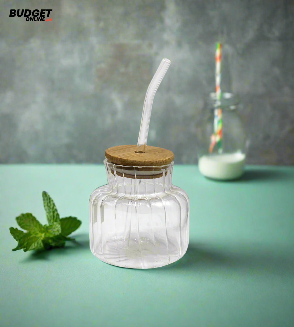 Glass Mason Jar Mug With Lid And Straw