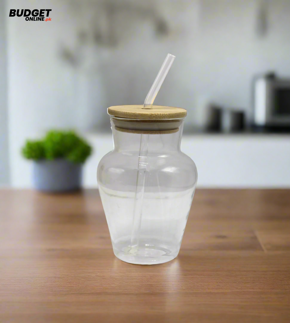 Glass Mason Jar With Lid And Straw