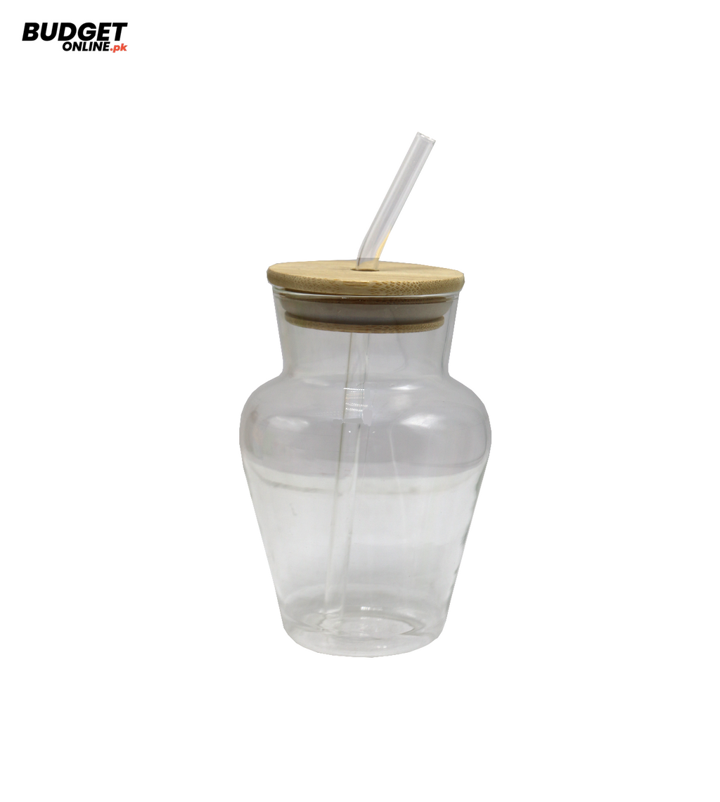 Glass Mason Jar With Lid And Straw
