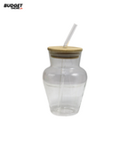 Glass Mason Jar With Lid And Straw