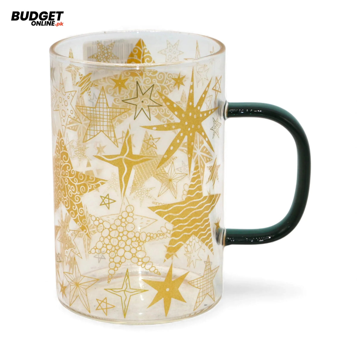 Gold Star Printed Glass Mug