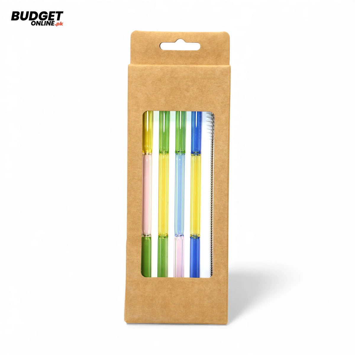 Reusable Glass Straws With Cleaning Brush Set