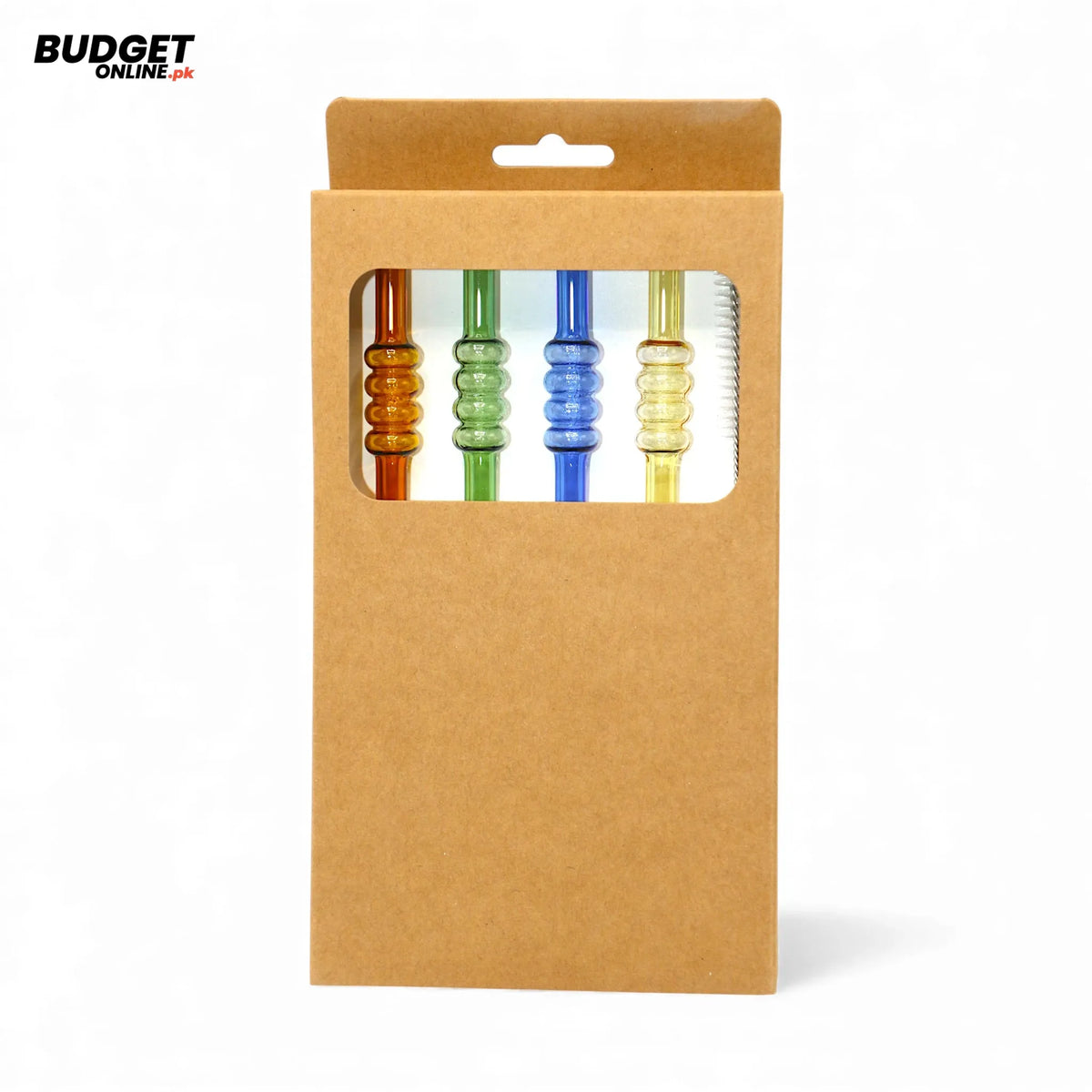 Reusable Glass Straws with Cleaning Brush – 5-Piece Set