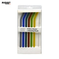 6-Piece Reusable Glass Straw Set With Cleaning Brush