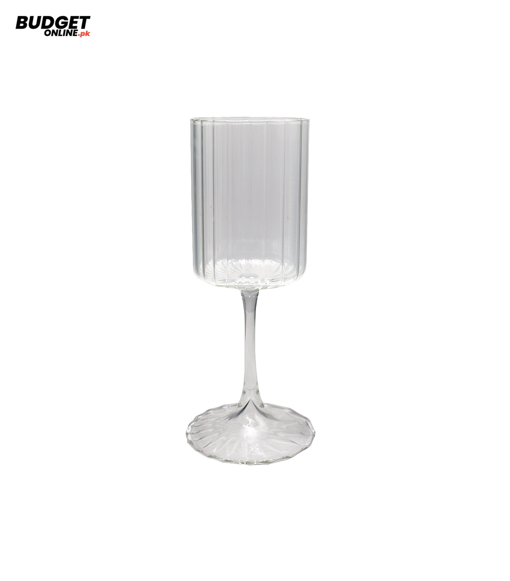 Ribbed Stemmed Wine Glasses Set of 6