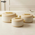 Cream Ceramic Hot Pot Set – 3 Pieces