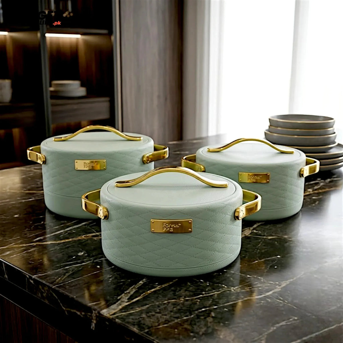 3-Piece Green Hot Pot Set