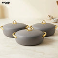3-Piece Oval Grey Hot Pot Set