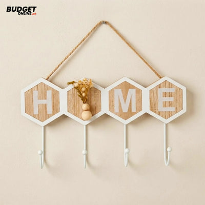 Wooden Home Key Holder With Four Hooks