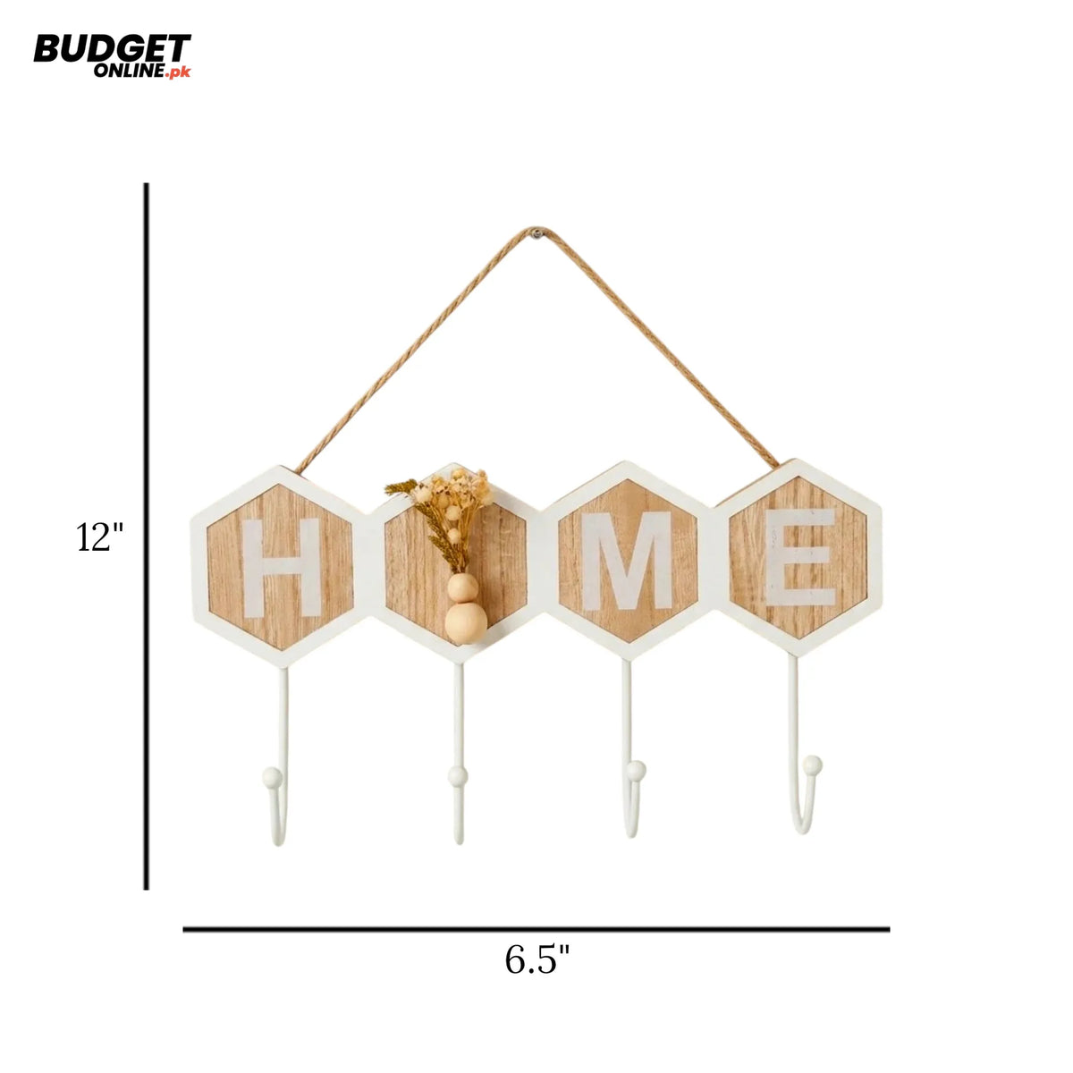 Wooden Home Key Holder With Four Hooks