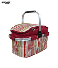 Striped Fabric Storage Basket With Handles