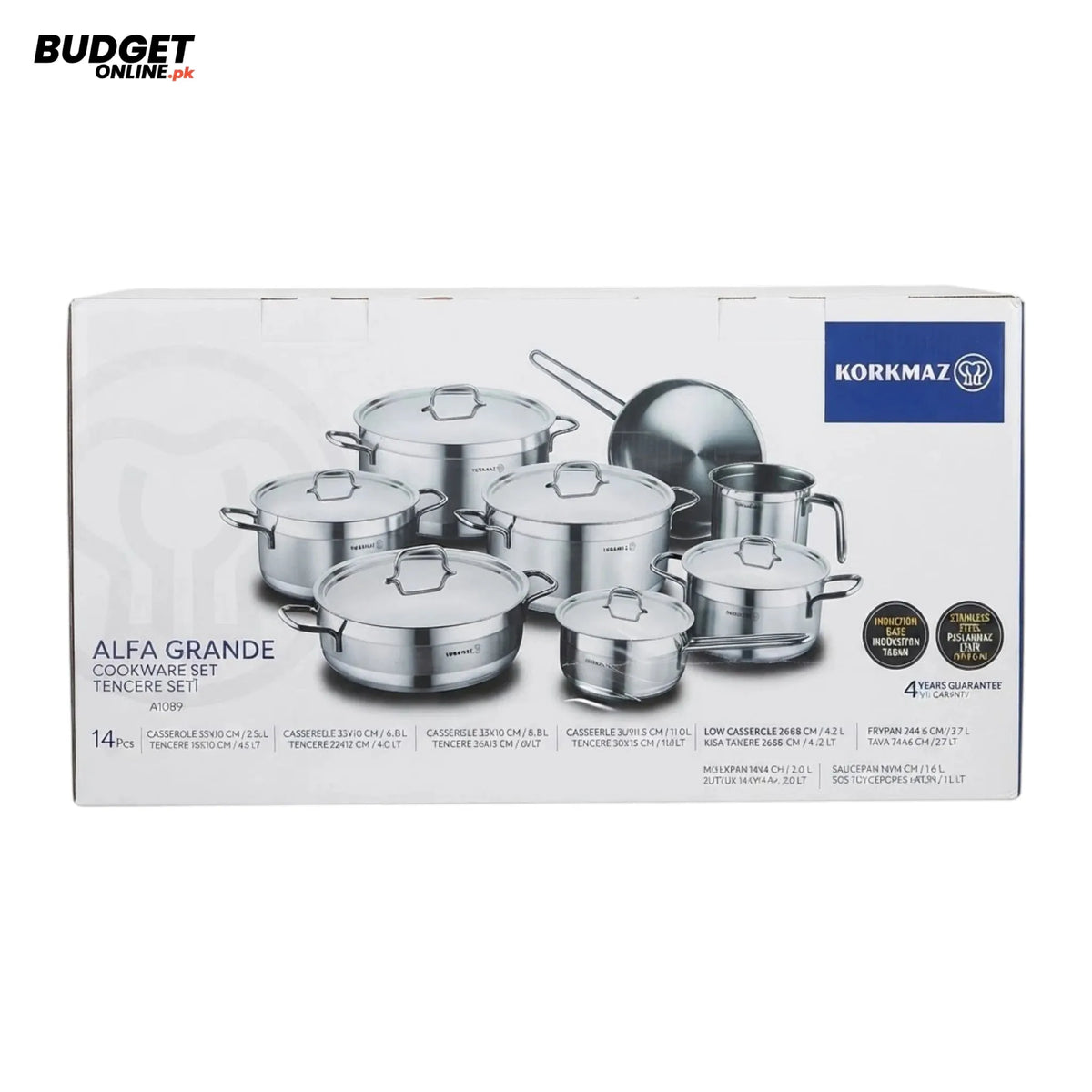 Korkmaz Alfa Grande Stainless Steel Cookware Set 14-Piece