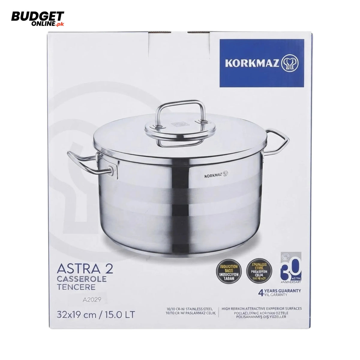 Korkmaz Astra 2 15L Stainless Steel Casserole