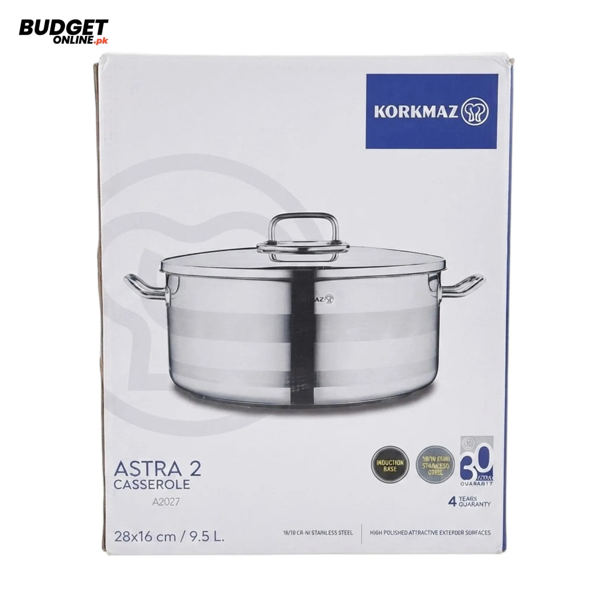 Korkmaz Astra 2 Stainless Steel Casserole 9.5L
