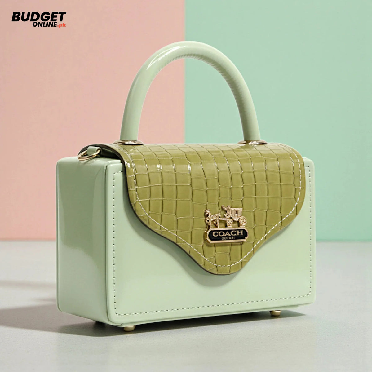 Structured Croc-Texture Crossbody Bag