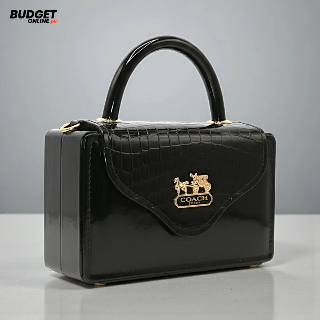 Structured Croc-Texture Crossbody Bag