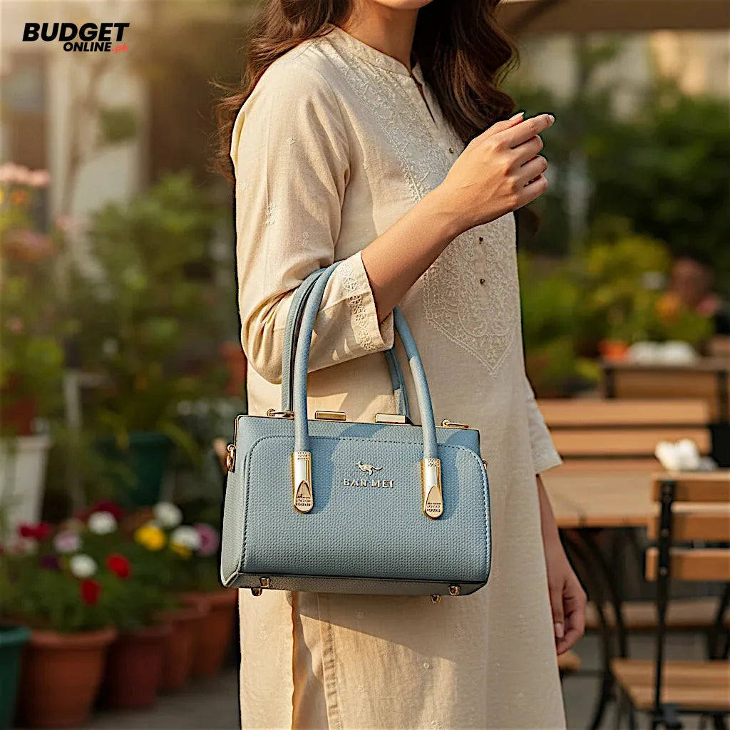 Women’s Structured Handbag With Gold-Tone Details