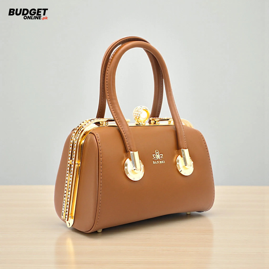Women’s Structured Handbag With Gold-Tone Details