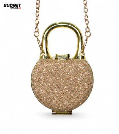 Round Glitter Chain Clutch Bag
