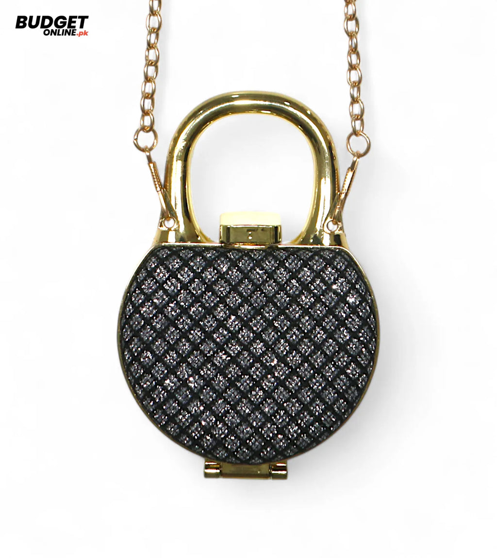 Round Glitter Chain Clutch Bag