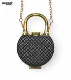 Round Glitter Chain Clutch Bag