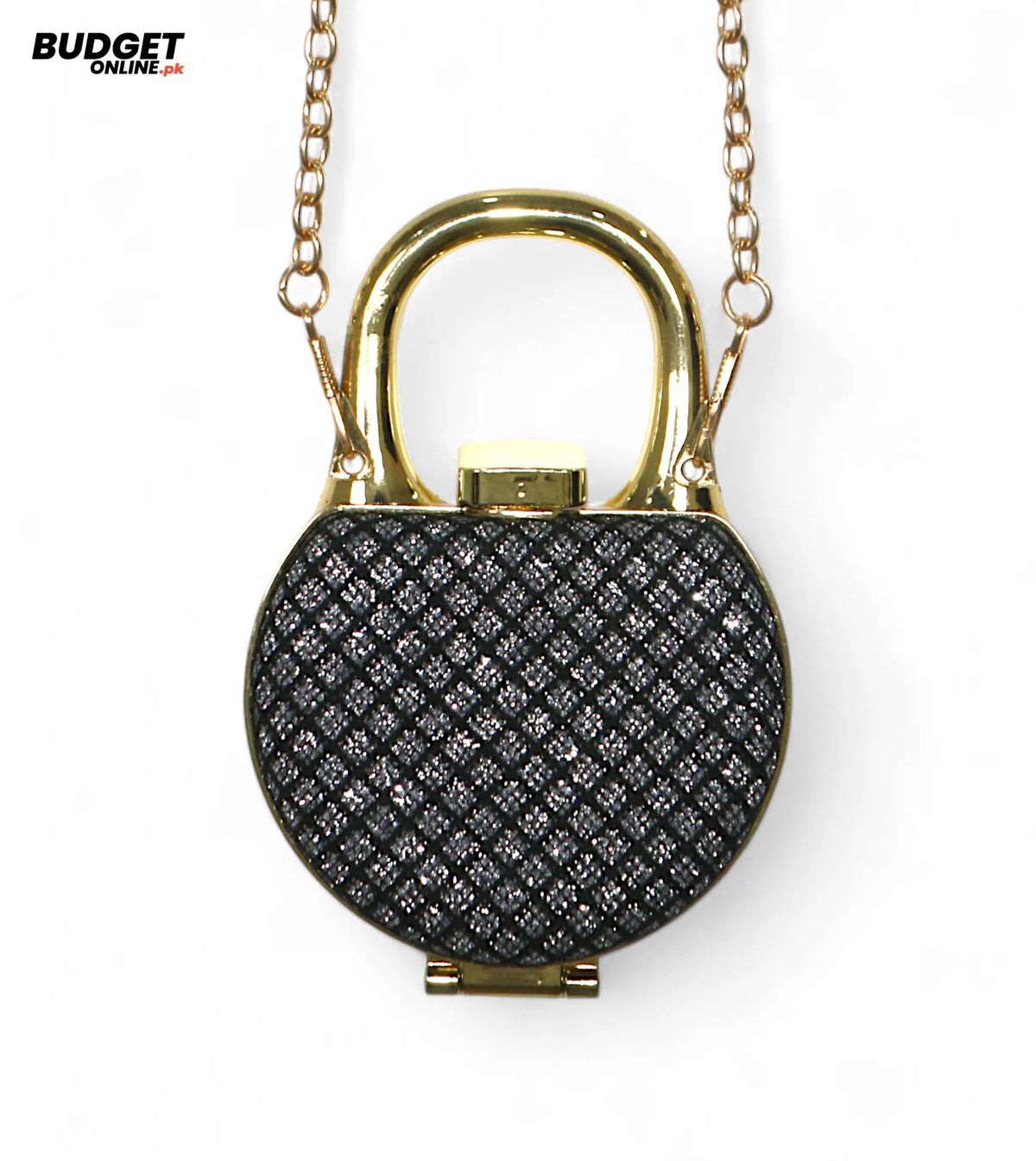 Round Glitter Chain Clutch Bag