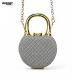 Round Glitter Chain Clutch Bag