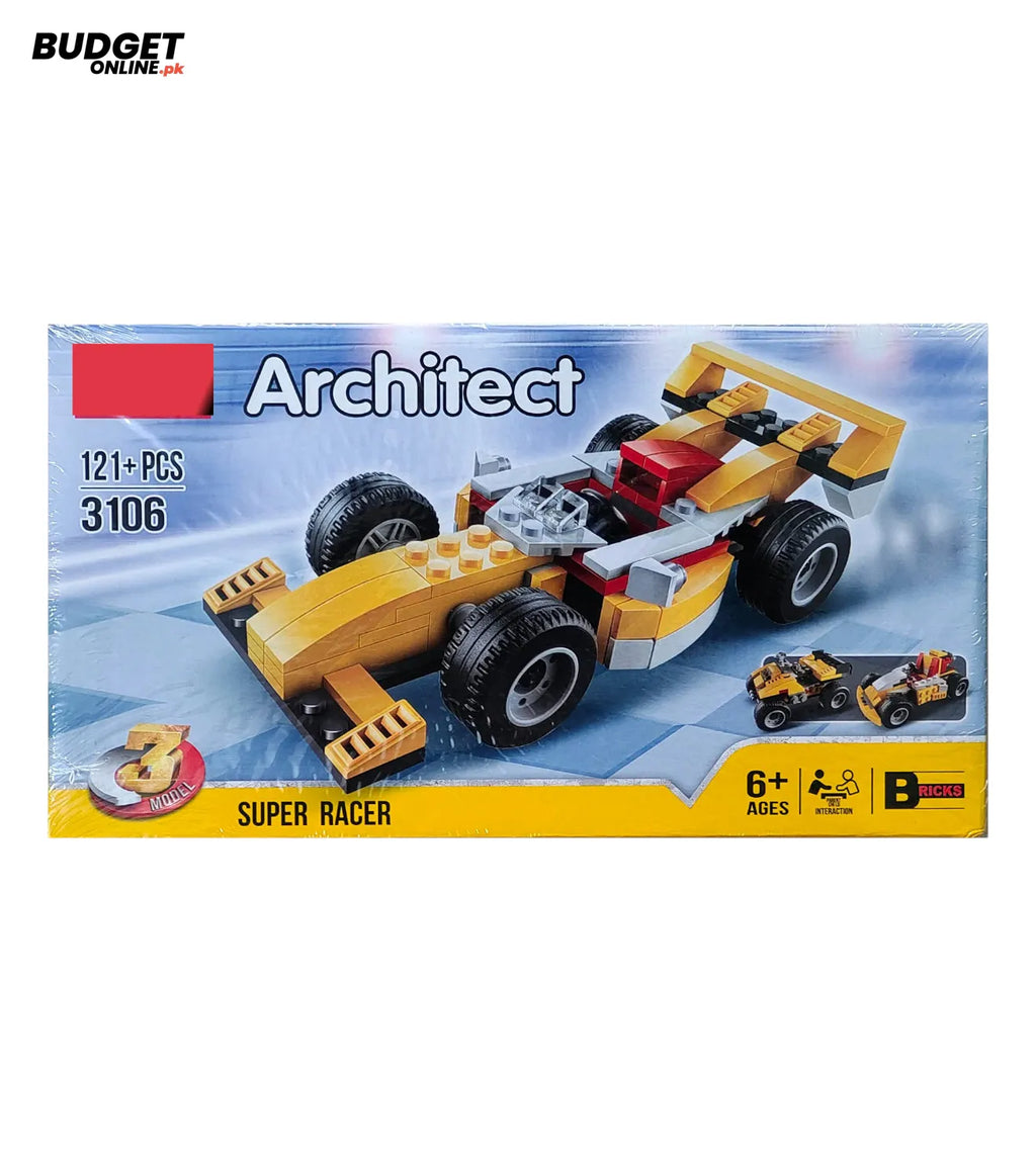 3-in-1 Racing Car Building Block Set, 121 Pieces