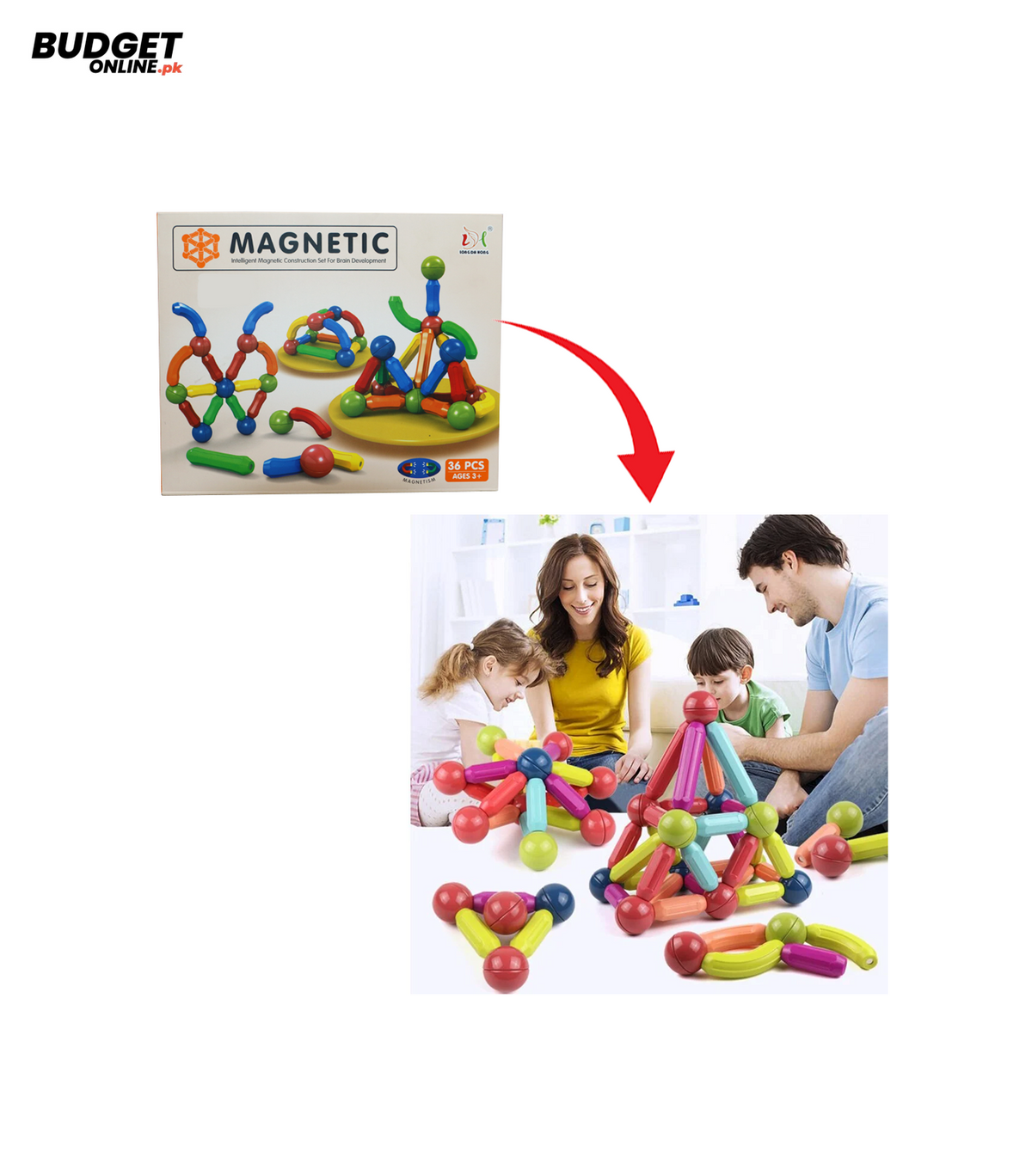 36-Piece Magnetic Building Blocks