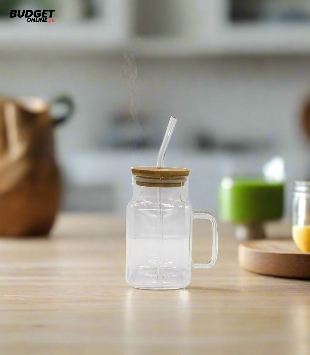 Glass Mason Jar Mug With Straw