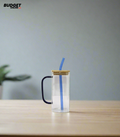Glass Mason Mug With Wooden Lid And Straw