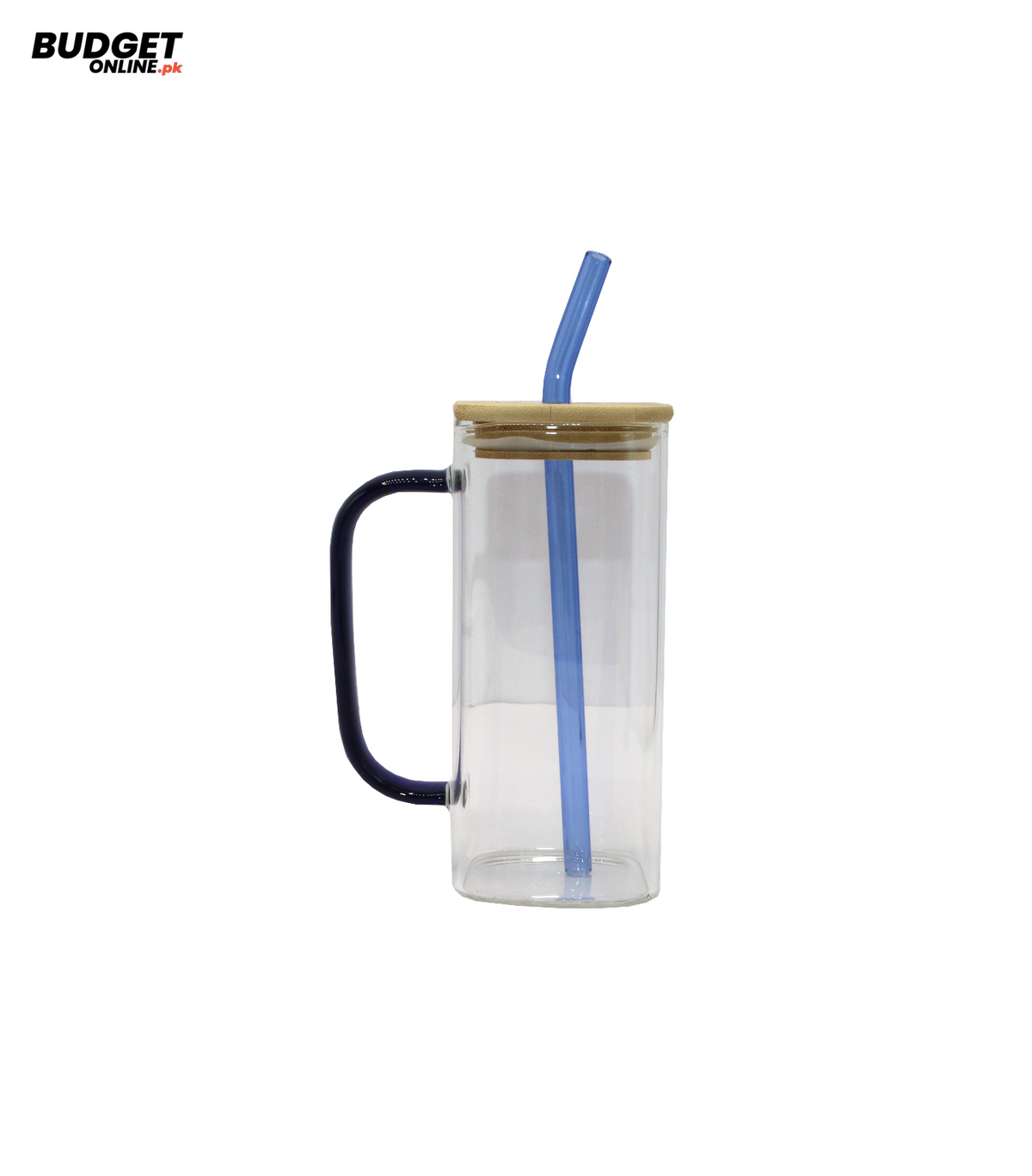 Glass Mason Mug With Wooden Lid And Straw