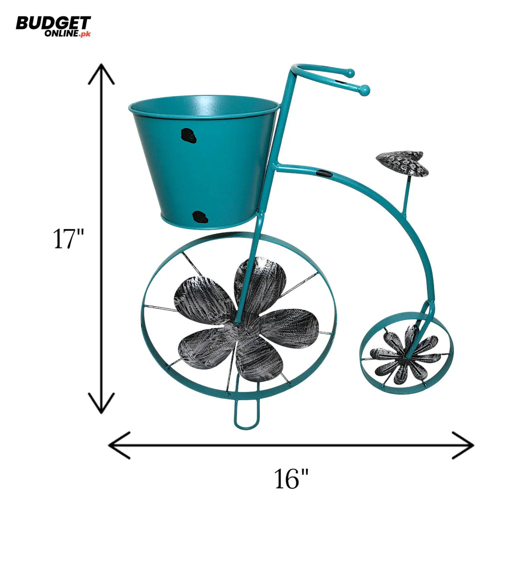 Sea Green Metal Bicycle Planter