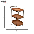 Three-Tier Metal Tea Trolley With Brown Trays