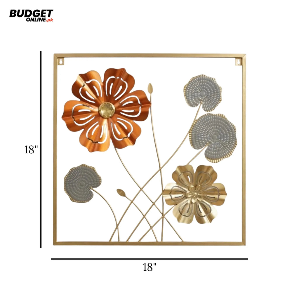 Golden Floral Metal Wall Frame