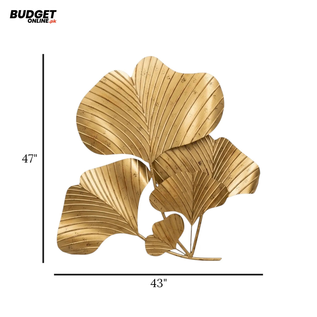 Golden Five-Leaf Metal Wall Hanging