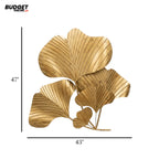 Golden Five-Leaf Metal Wall Hanging