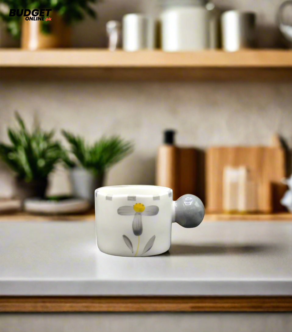 Floral Ceramic Mug With Round Handle