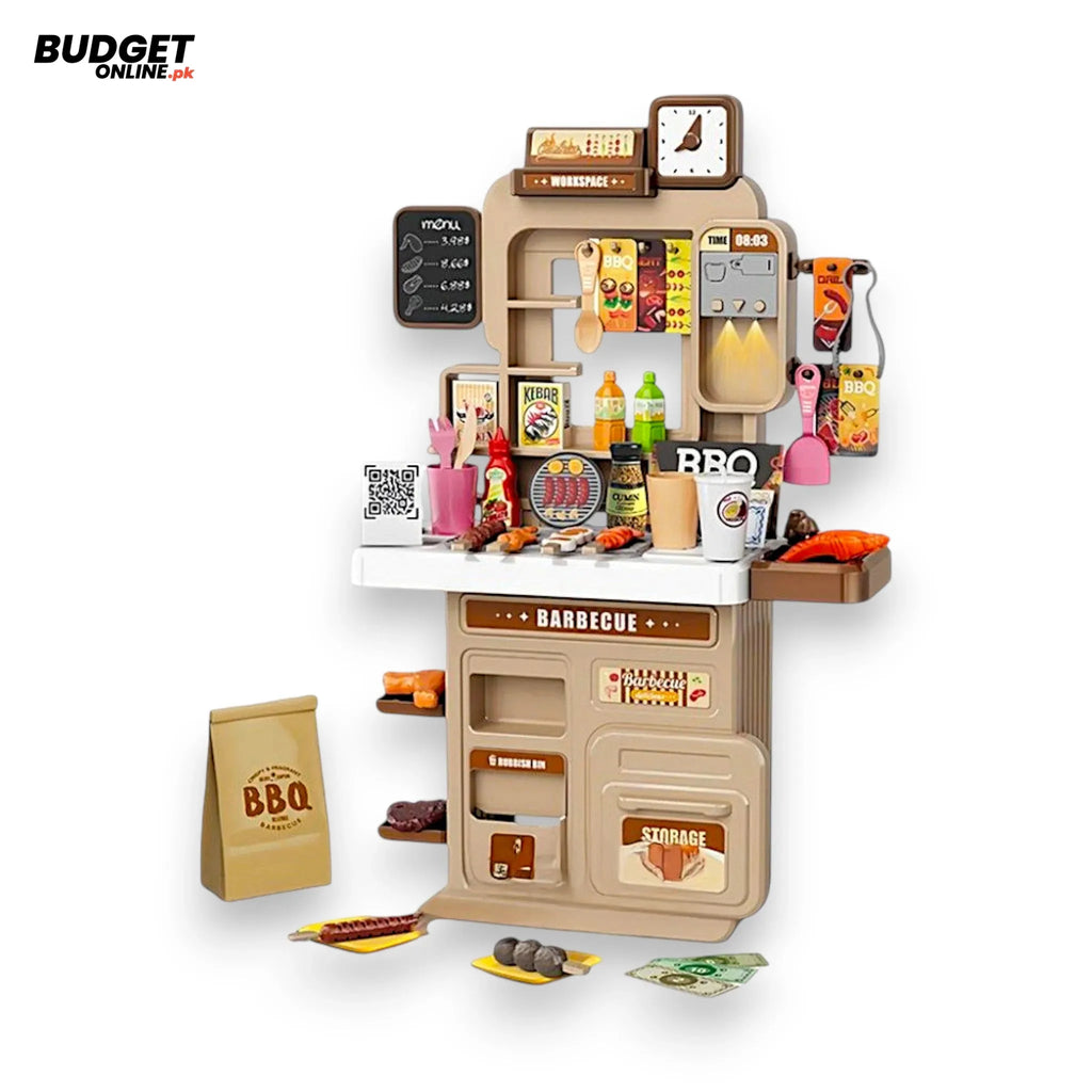 Musical BBQ Kitchen Play Set With Lights, 64 Pieces