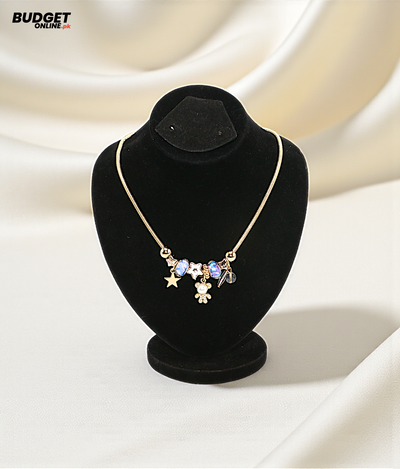 Gold & Silver Beaded Charm Mala Necklace