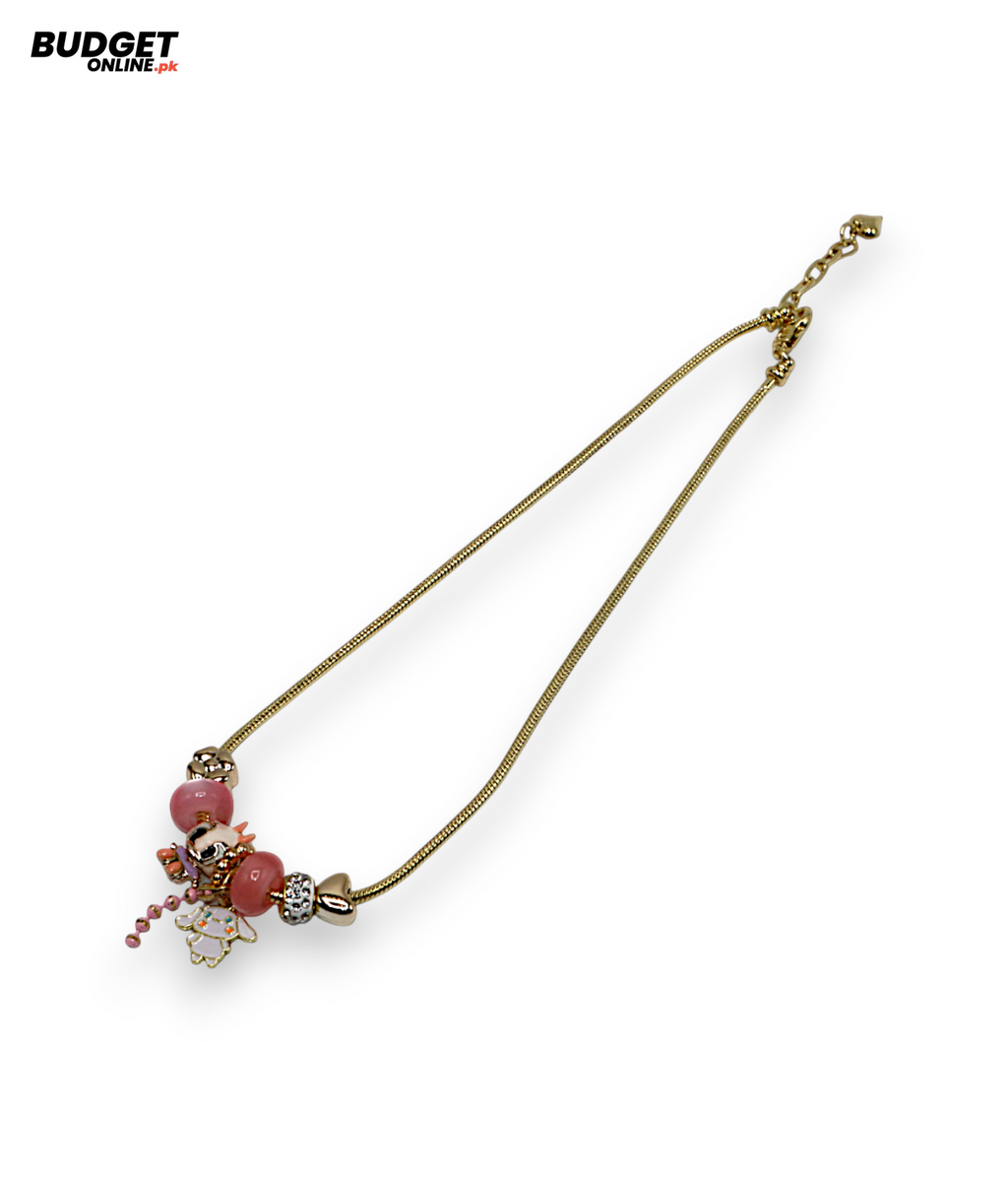 Gold & Silver Beaded Charm Mala Necklace