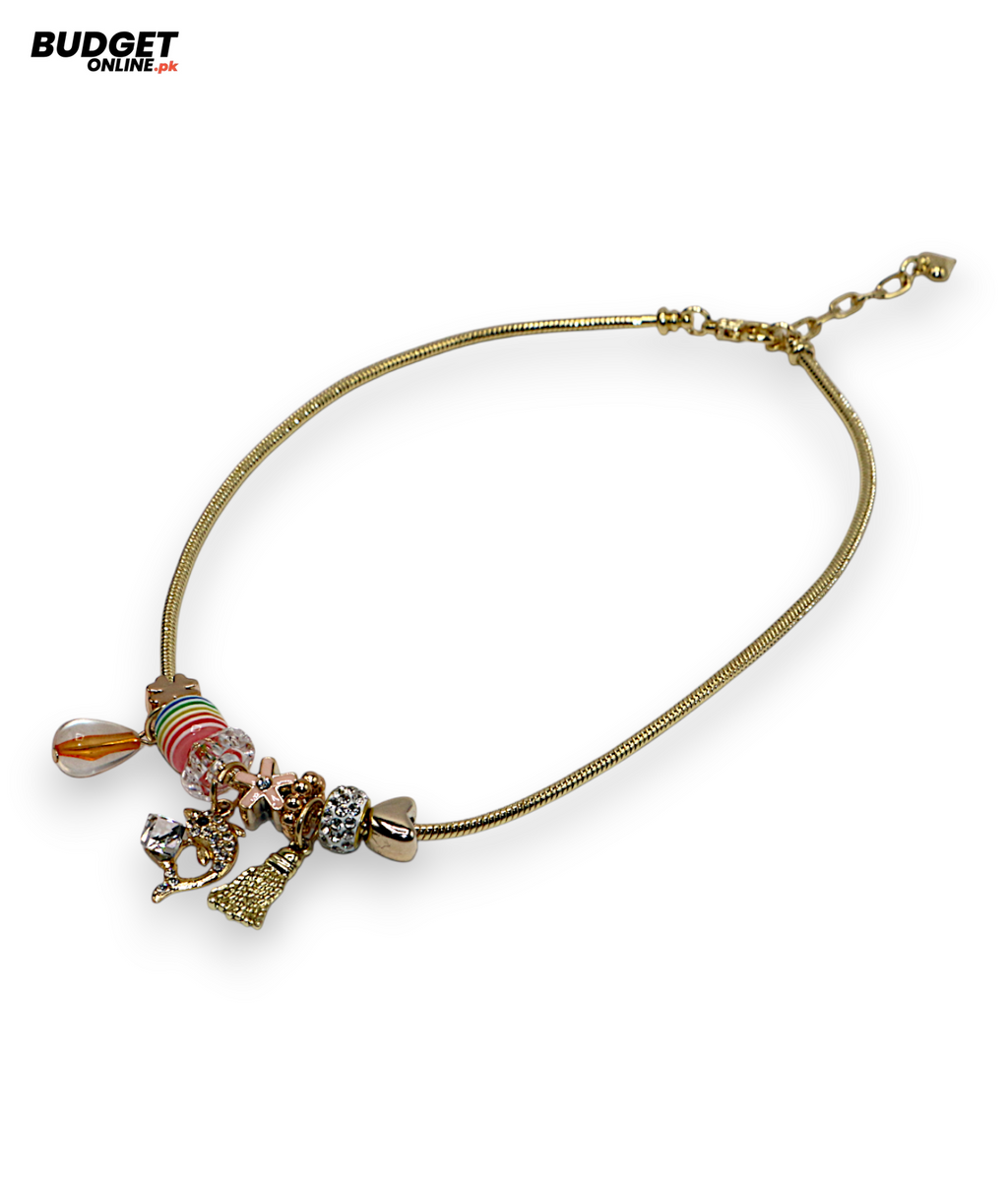 Gold & Silver Beaded Charm Mala Necklace