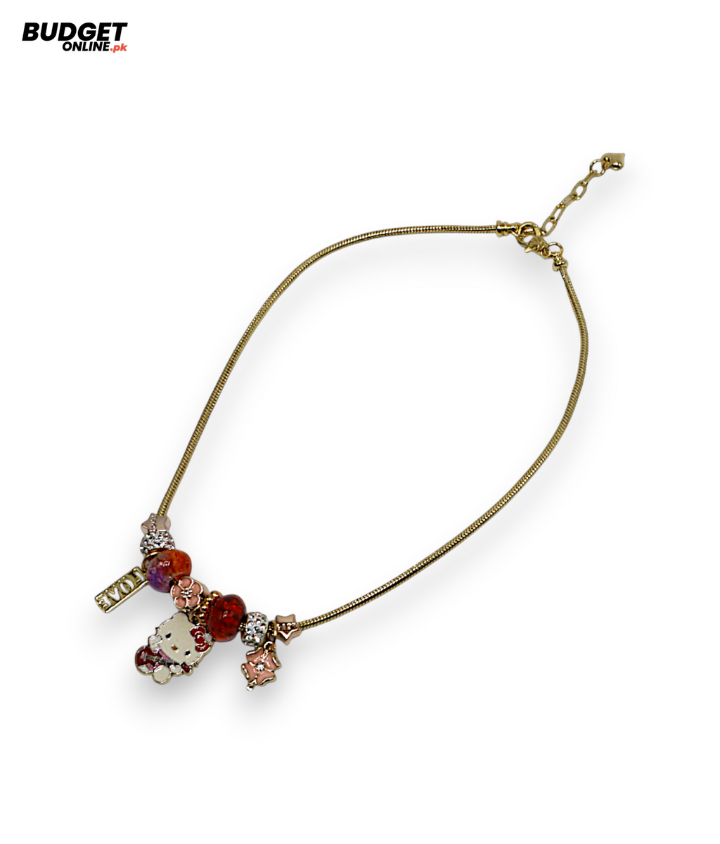 Gold & Silver Beaded Charm Mala Necklace