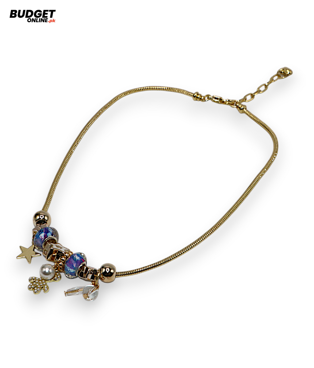 Gold & Silver Beaded Charm Mala Necklace