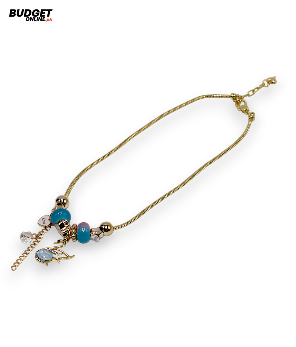 Gold & Silver Beaded Charm Mala Necklace