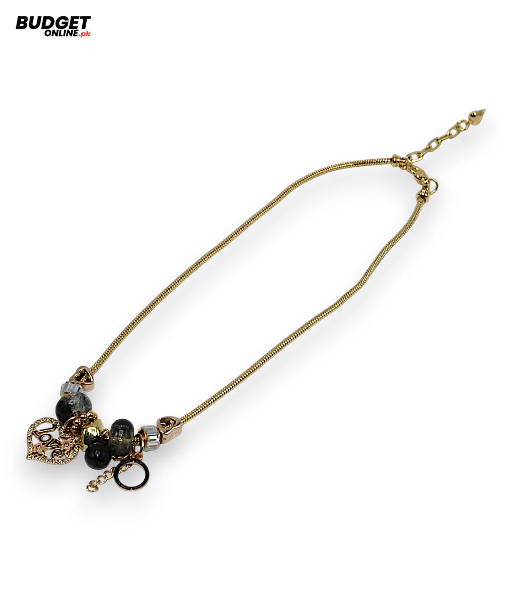 Gold & Silver Beaded Charm Mala Necklace