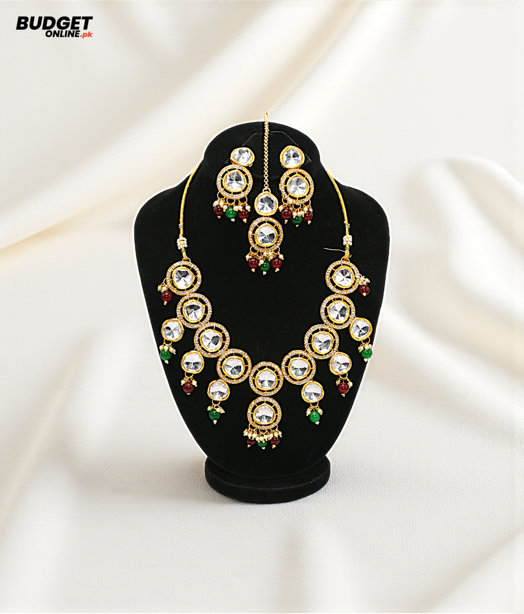 Gold-Plated Kundan Necklace Set