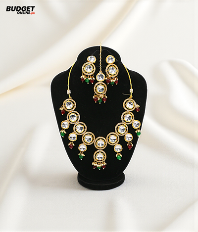 Gold-Plated Kundan Necklace Set