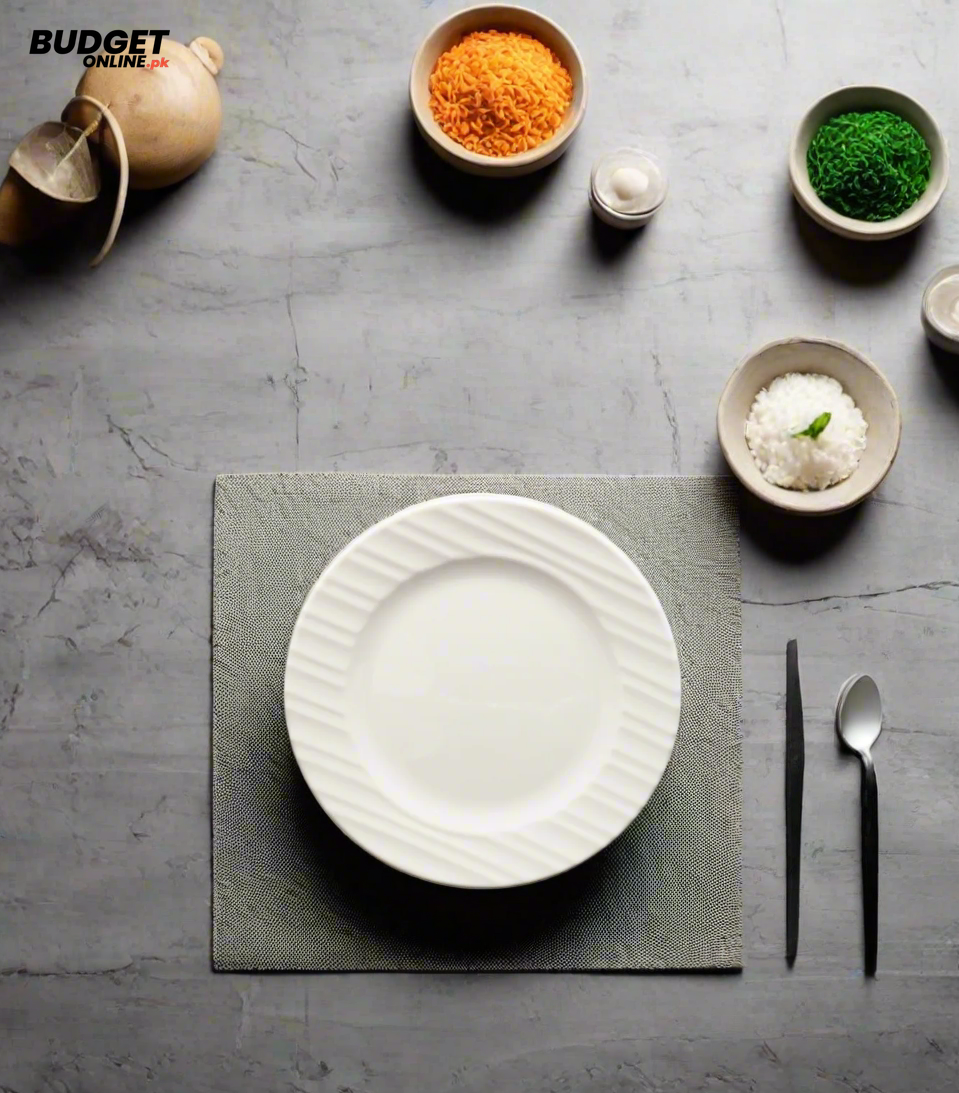 Ridged White Rice Plate 10.5 Inch